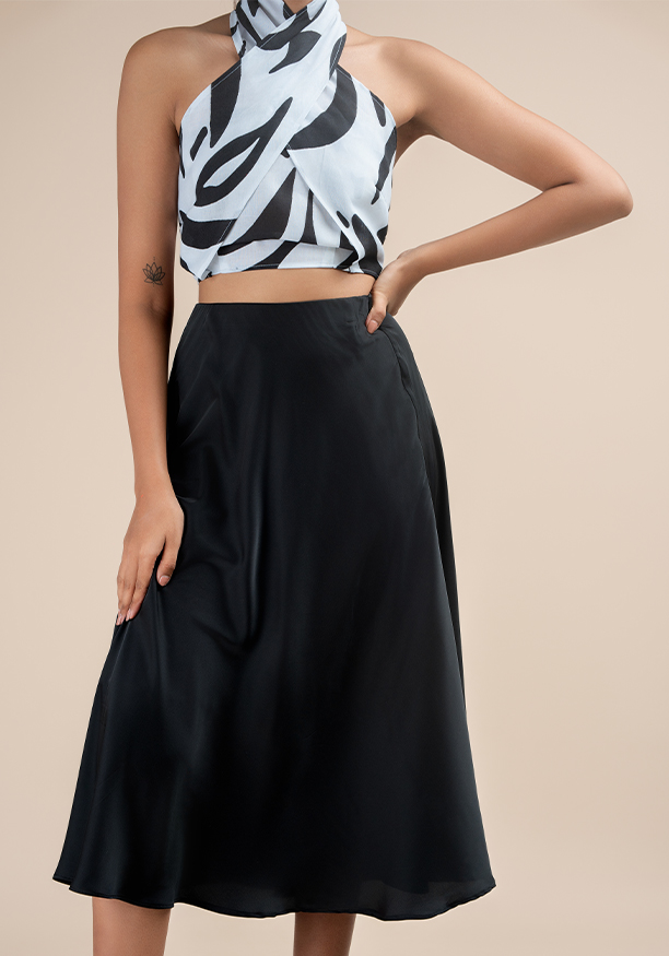 SHELLY SATIN MIDI SKIRT